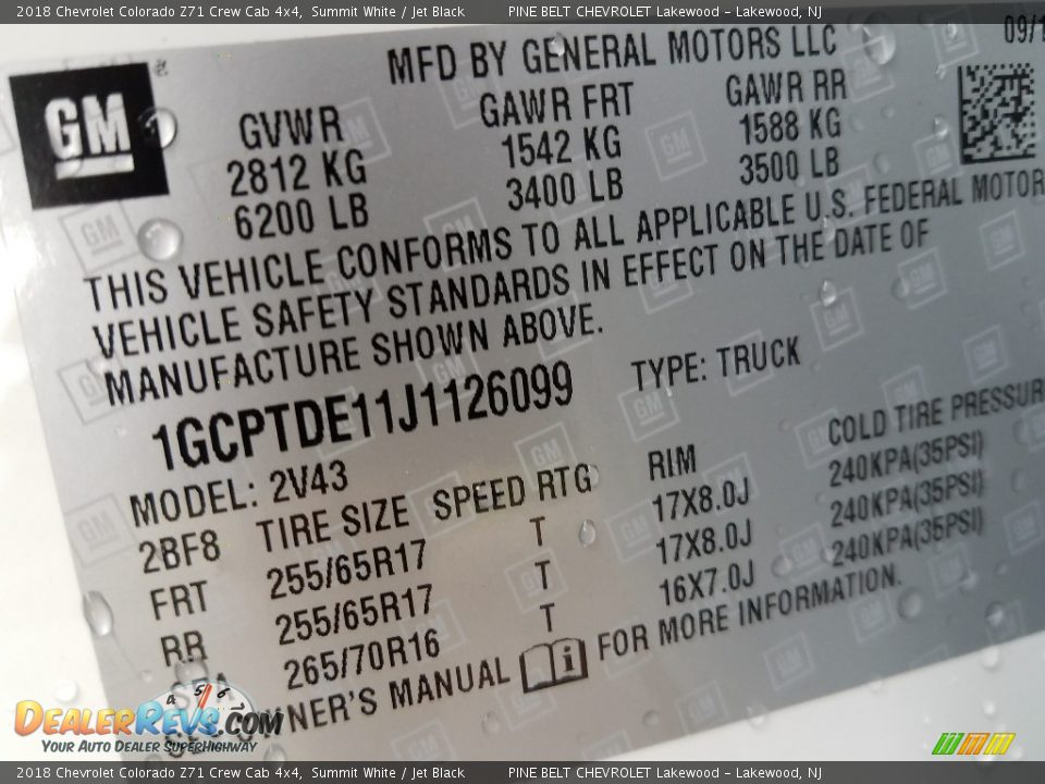 2018 Chevrolet Colorado Z71 Crew Cab 4x4 Summit White / Jet Black Photo #9