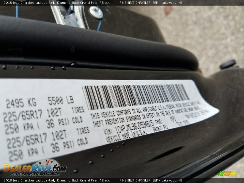 2018 Jeep Cherokee Latitude 4x4 Diamond Black Crystal Pearl / Black Photo #9