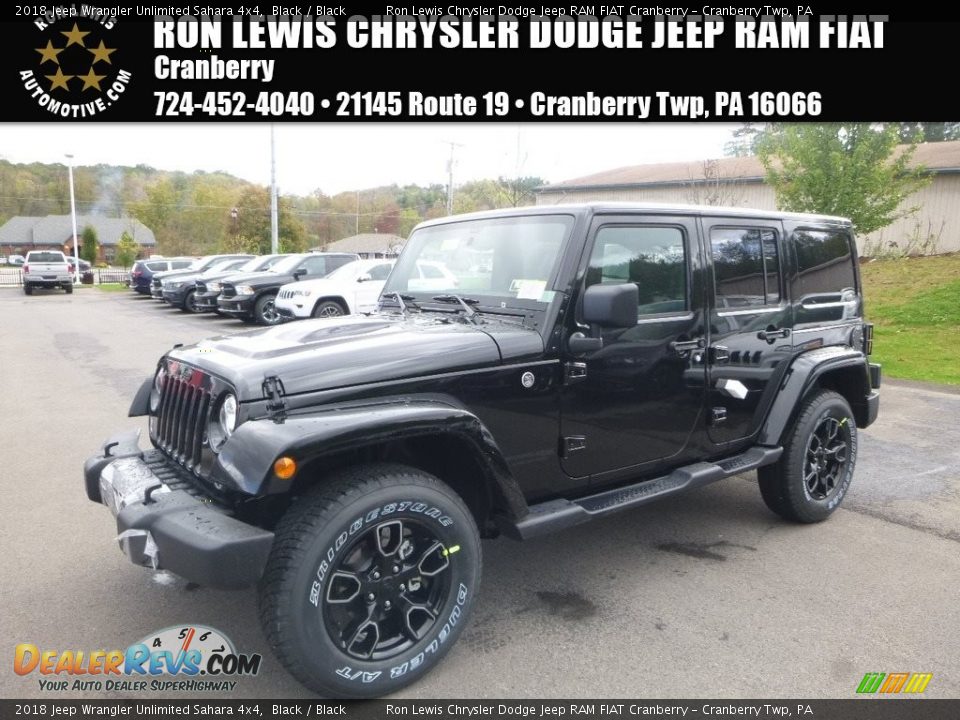 2018 Jeep Wrangler Unlimited Sahara 4x4 Black / Black Photo #1