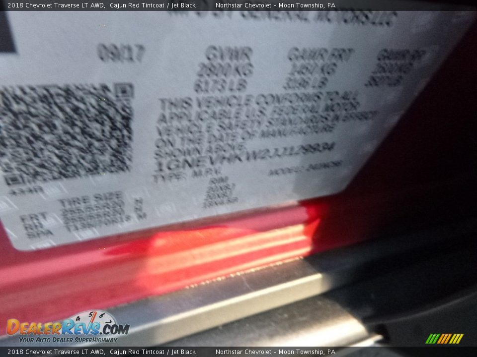 2018 Chevrolet Traverse LT AWD Cajun Red Tintcoat / Jet Black Photo #16
