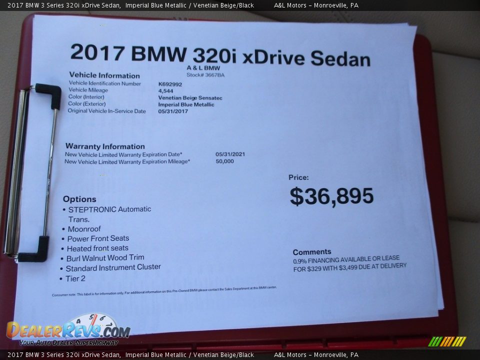 2017 BMW 3 Series 320i xDrive Sedan Imperial Blue Metallic / Venetian Beige/Black Photo #11