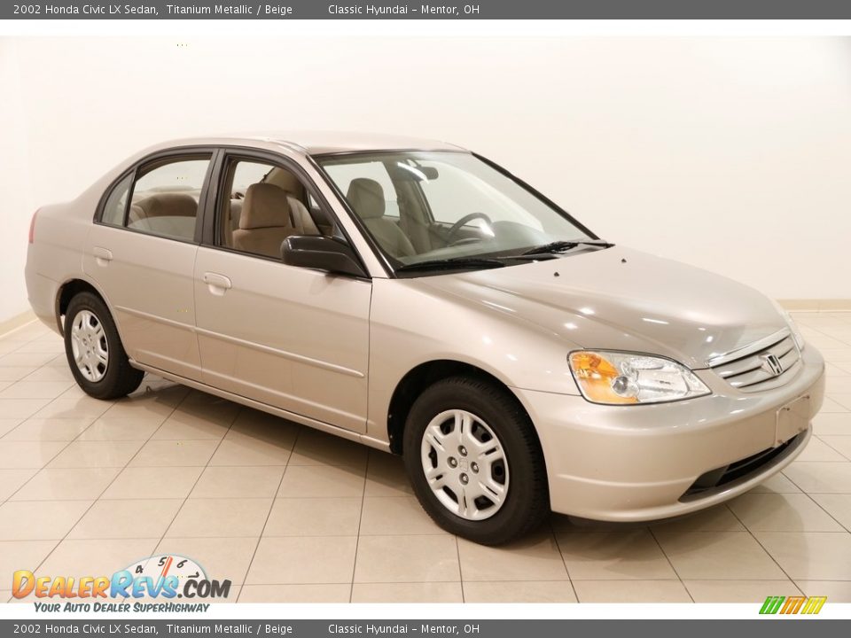 2002 Honda Civic LX Sedan Titanium Metallic / Beige Photo #1