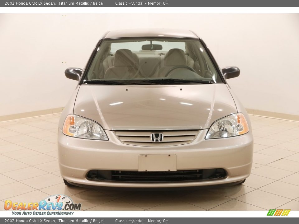 2002 Honda Civic LX Sedan Titanium Metallic / Beige Photo #2