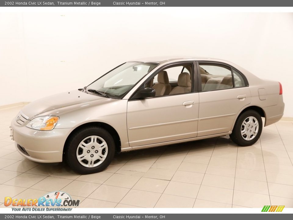2002 Honda Civic LX Sedan Titanium Metallic / Beige Photo #3