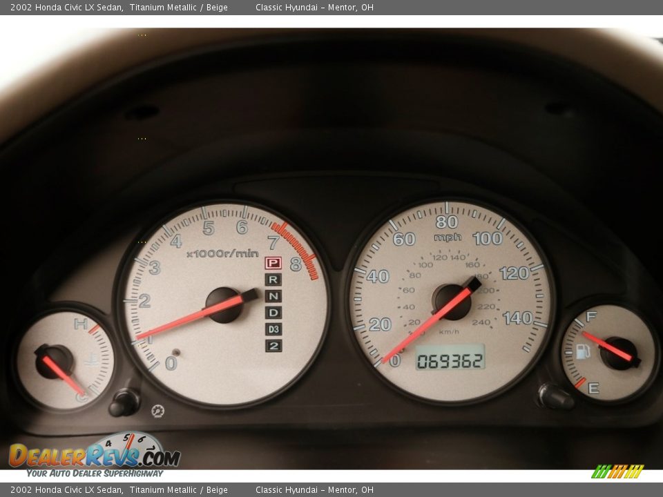 2002 Honda Civic LX Sedan Titanium Metallic / Beige Photo #7
