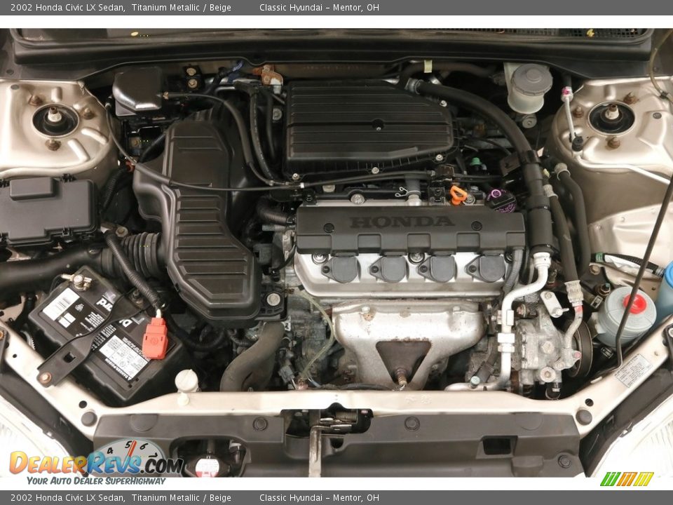 2002 Honda Civic LX Sedan Titanium Metallic / Beige Photo #16