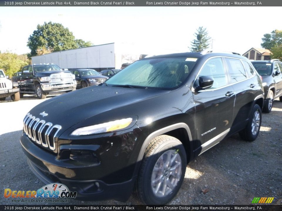 2018 Jeep Cherokee Latitude Plus 4x4 Diamond Black Crystal Pearl / Black Photo #1