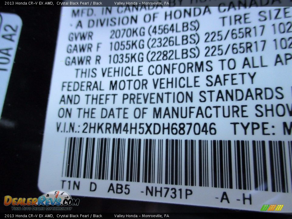2013 Honda CR-V EX AWD Crystal Black Pearl / Black Photo #19