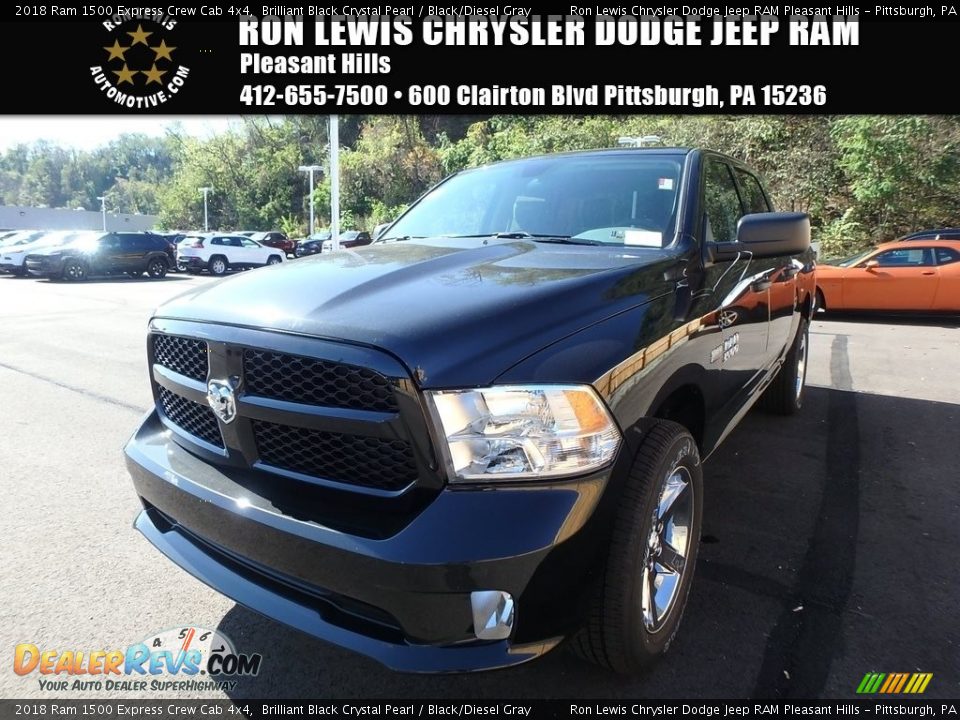 2018 Ram 1500 Express Crew Cab 4x4 Brilliant Black Crystal Pearl / Black/Diesel Gray Photo #1