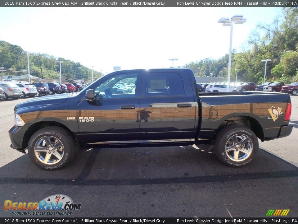 2018 Ram 1500 Express Crew Cab 4x4 Brilliant Black Crystal Pearl / Black/Diesel Gray Photo #2