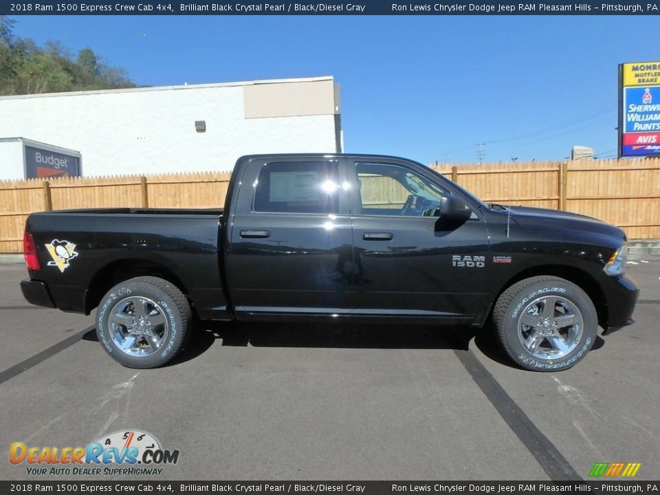 2018 Ram 1500 Express Crew Cab 4x4 Brilliant Black Crystal Pearl / Black/Diesel Gray Photo #6