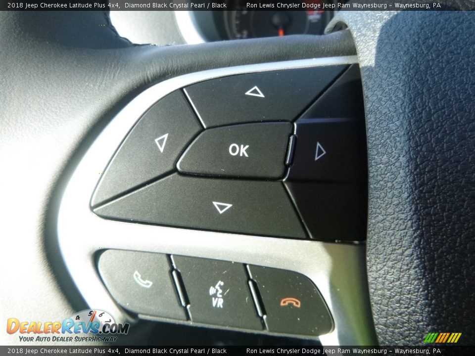2018 Jeep Cherokee Latitude Plus 4x4 Diamond Black Crystal Pearl / Black Photo #19