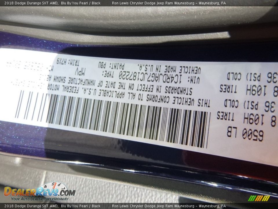 2018 Dodge Durango SXT AWD Blu By You Pearl / Black Photo #15