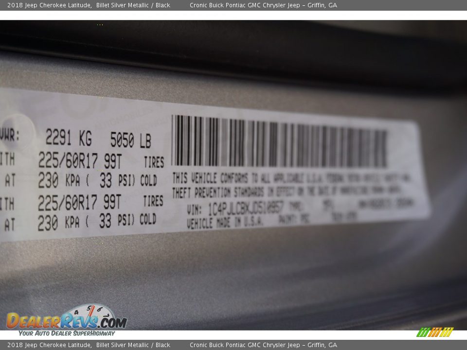 2018 Jeep Cherokee Latitude Billet Silver Metallic / Black Photo #15