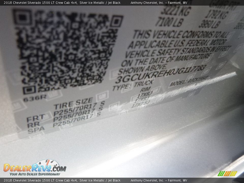 2018 Chevrolet Silverado 1500 LT Crew Cab 4x4 Silver Ice Metallic / Jet Black Photo #16