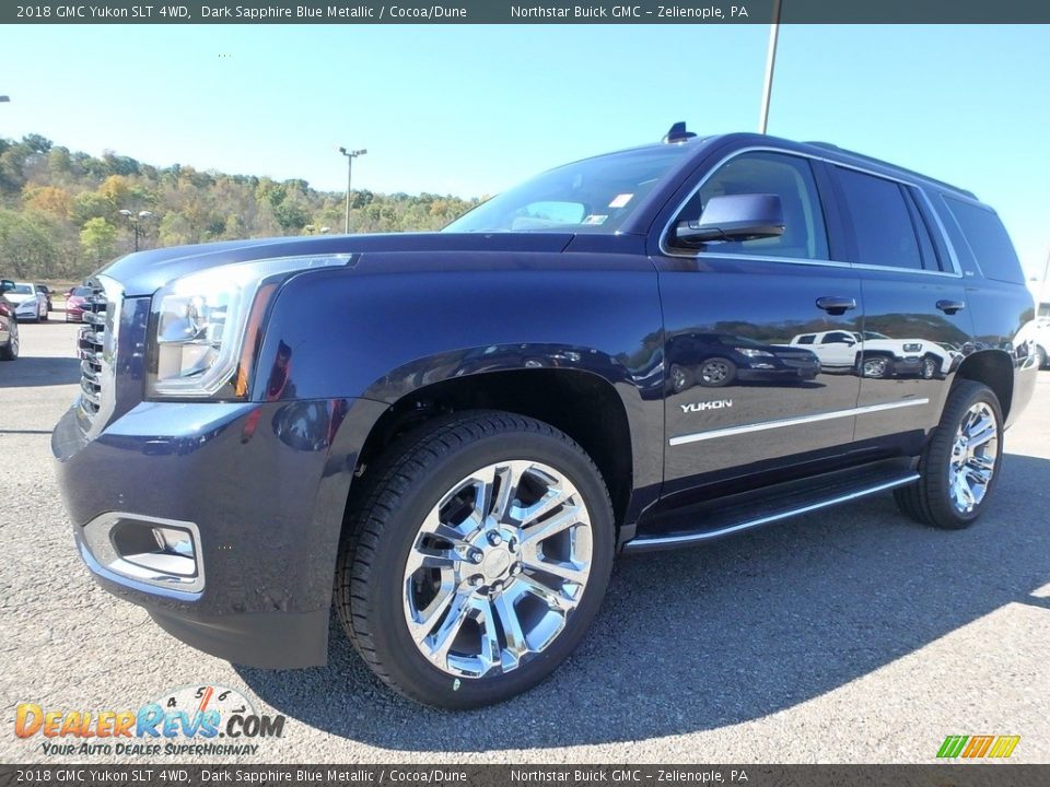 2018 GMC Yukon SLT 4WD Dark Sapphire Blue Metallic / Cocoa/Dune Photo #1