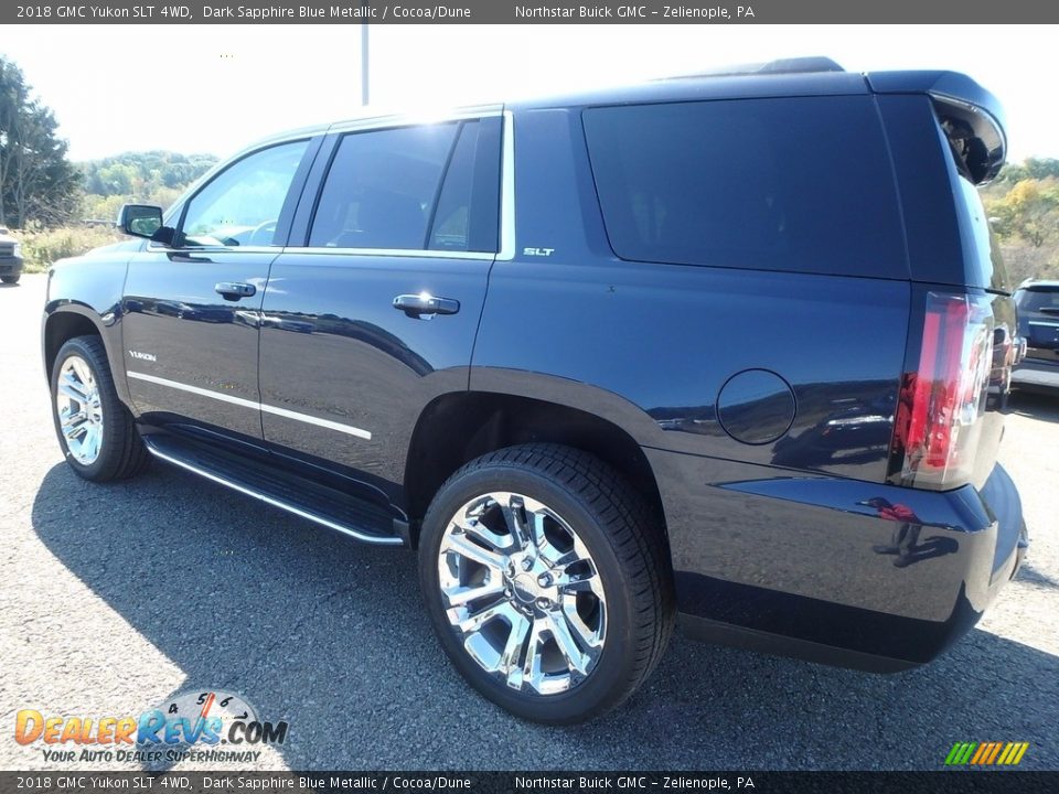 2018 GMC Yukon SLT 4WD Dark Sapphire Blue Metallic / Cocoa/Dune Photo #7
