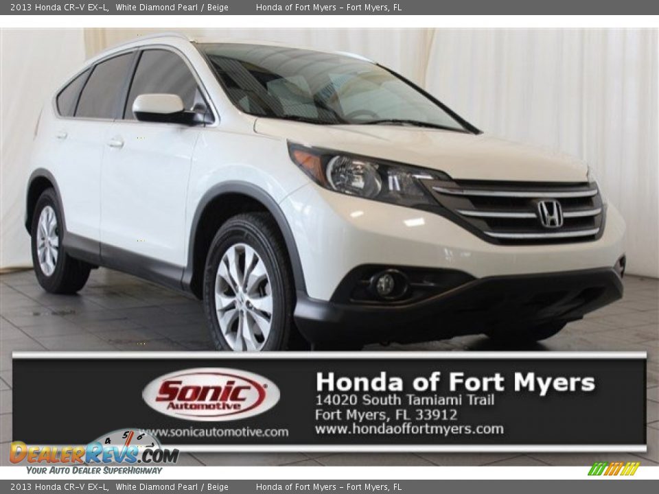 2013 Honda CR-V EX-L White Diamond Pearl / Beige Photo #1