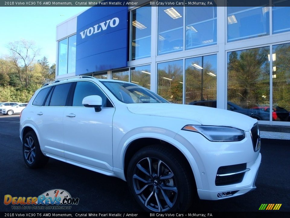 2018 Volvo XC90 T6 AWD Momentum Crystal White Pearl Metallic / Amber Photo #1