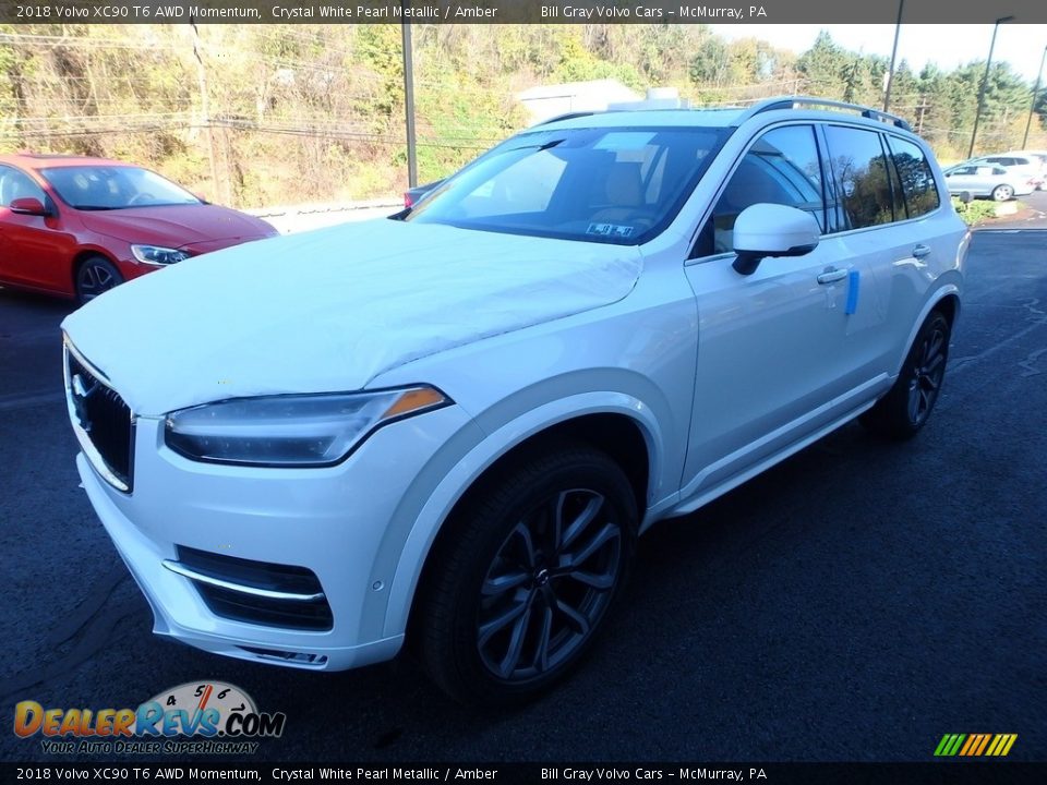 2018 Volvo XC90 T6 AWD Momentum Crystal White Pearl Metallic / Amber Photo #5