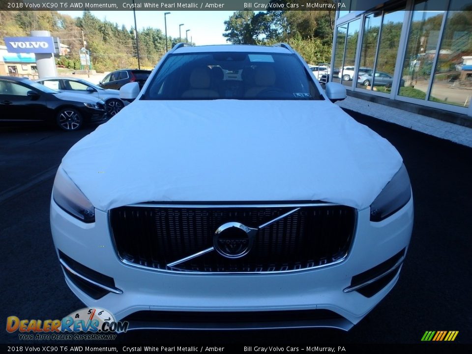 2018 Volvo XC90 T6 AWD Momentum Crystal White Pearl Metallic / Amber Photo #6