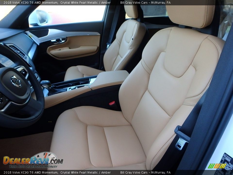 2018 Volvo XC90 T6 AWD Momentum Crystal White Pearl Metallic / Amber Photo #7