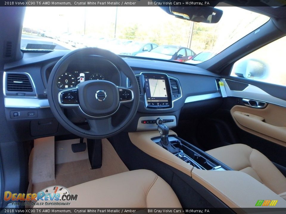 2018 Volvo XC90 T6 AWD Momentum Crystal White Pearl Metallic / Amber Photo #10