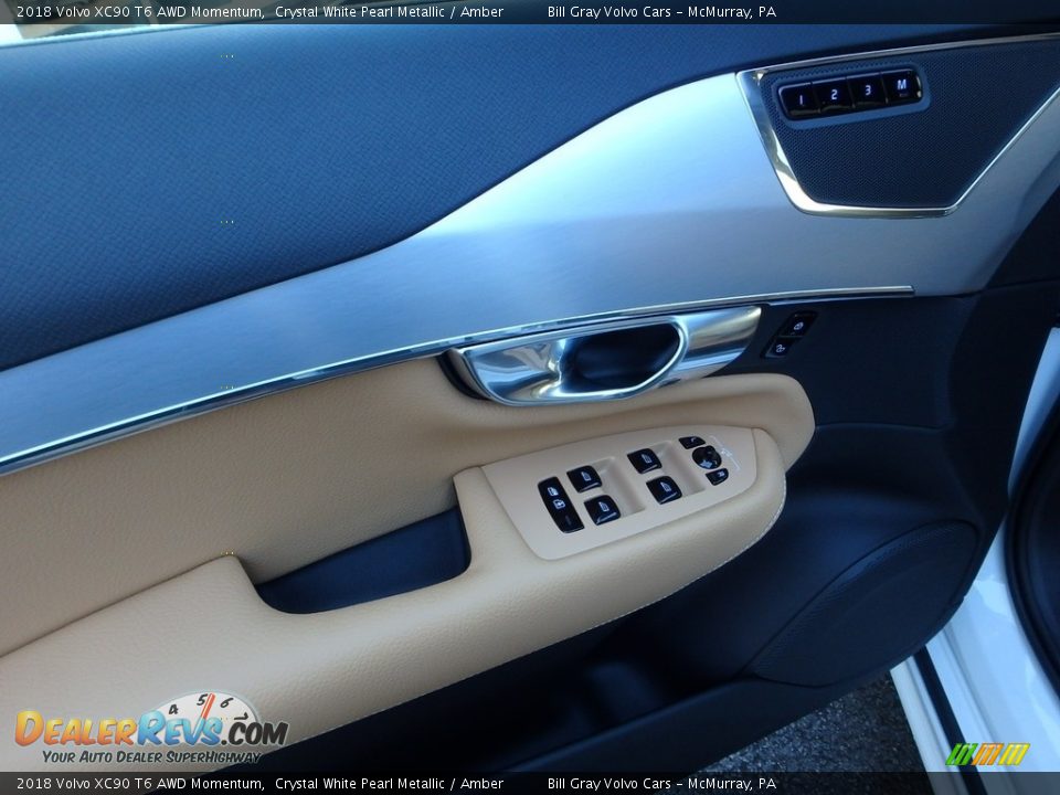2018 Volvo XC90 T6 AWD Momentum Crystal White Pearl Metallic / Amber Photo #11