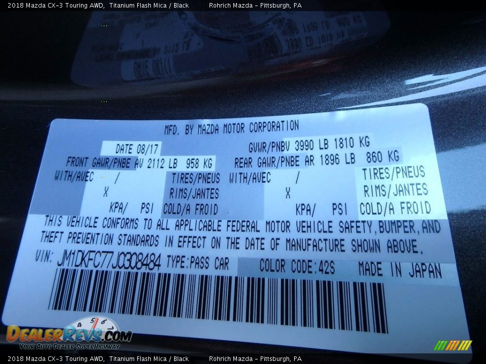 2018 Mazda CX-3 Touring AWD Titanium Flash Mica / Black Photo #10