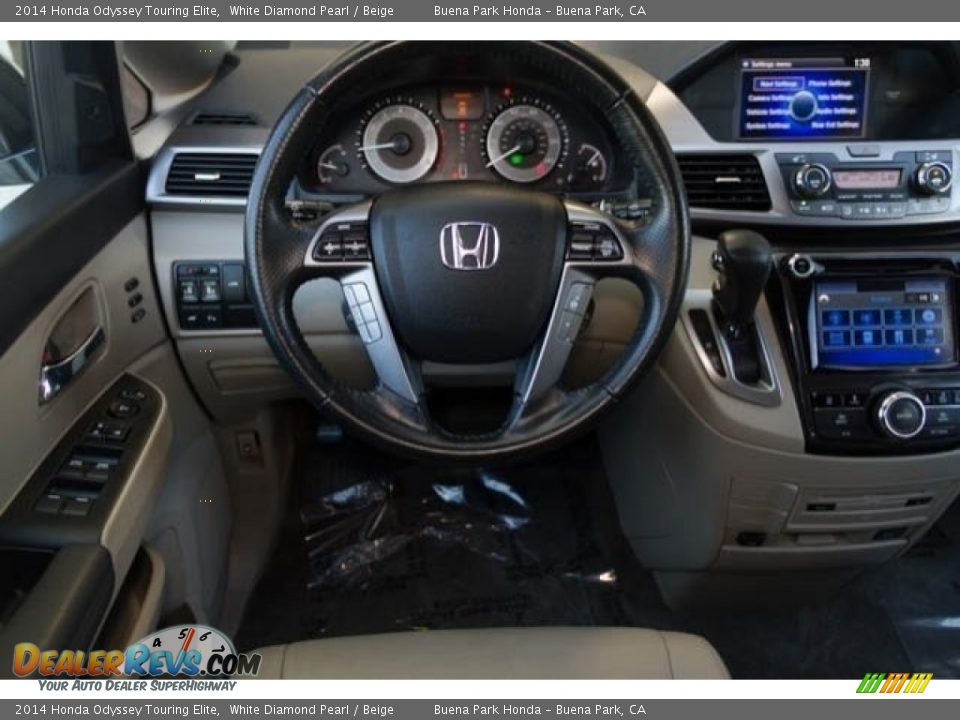 2014 Honda Odyssey Touring Elite White Diamond Pearl / Beige Photo #5