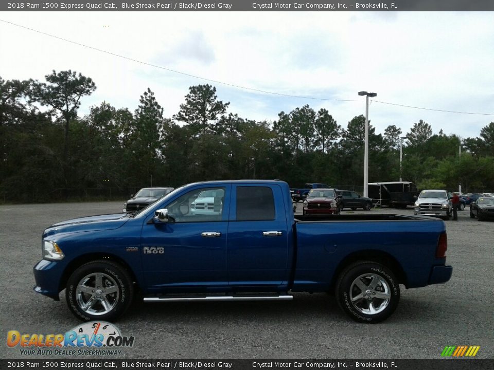 2018 Ram 1500 Express Quad Cab Blue Streak Pearl / Black/Diesel Gray Photo #2