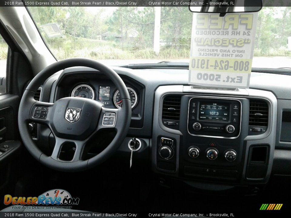 2018 Ram 1500 Express Quad Cab Blue Streak Pearl / Black/Diesel Gray Photo #13