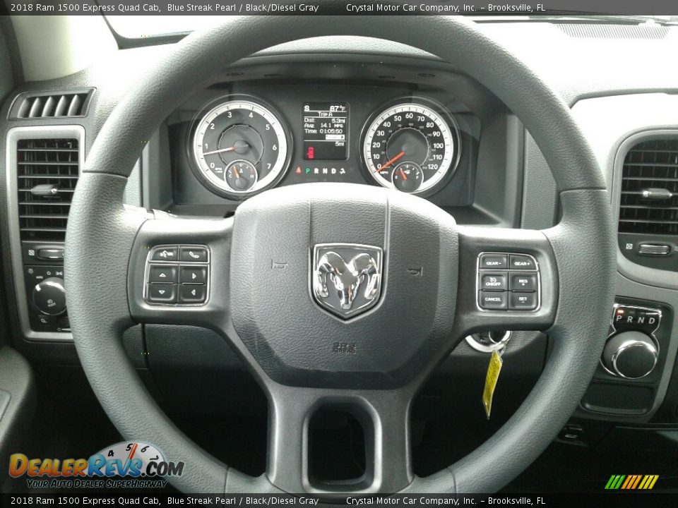2018 Ram 1500 Express Quad Cab Blue Streak Pearl / Black/Diesel Gray Photo #14