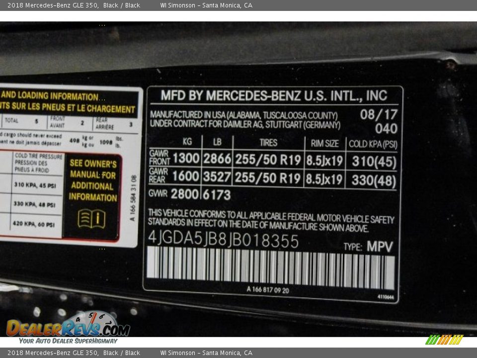 2018 Mercedes-Benz GLE 350 Black / Black Photo #10