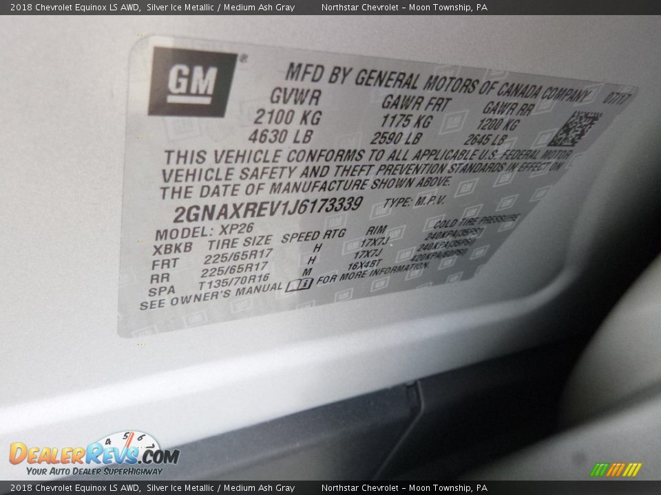 2018 Chevrolet Equinox LS AWD Silver Ice Metallic / Medium Ash Gray Photo #15