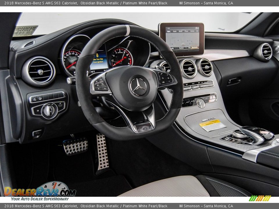 2018 Mercedes-Benz S AMG S63 Cabriolet Obsidian Black Metallic / Platinum White Pearl/Black Photo #6