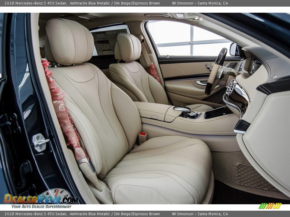2018 Mercedes-Benz S 450 Sedan Anthracite Blue Metallic / Silk Beige/Espresso Brown Photo #2
