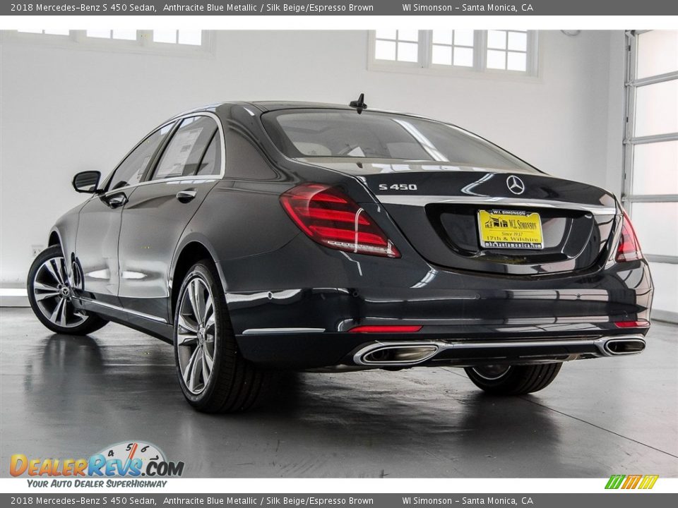 2018 Mercedes-Benz S 450 Sedan Anthracite Blue Metallic / Silk Beige/Espresso Brown Photo #3