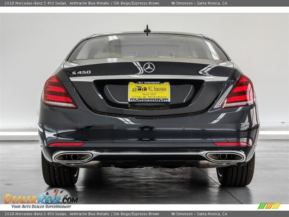 2018 Mercedes-Benz S 450 Sedan Anthracite Blue Metallic / Silk Beige/Espresso Brown Photo #4