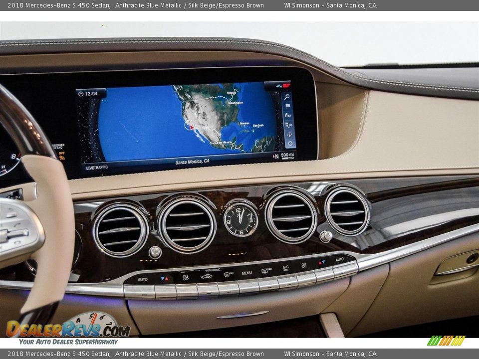 2018 Mercedes-Benz S 450 Sedan Anthracite Blue Metallic / Silk Beige/Espresso Brown Photo #5