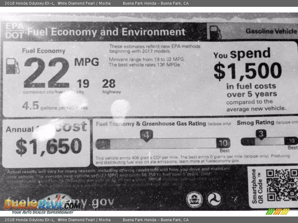 2018 Honda Odyssey EX-L White Diamond Pearl / Mocha Photo #20