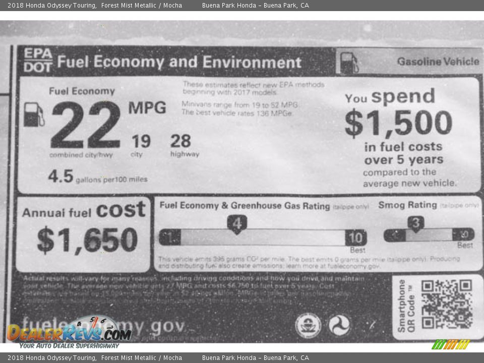 2018 Honda Odyssey Touring Forest Mist Metallic / Mocha Photo #20