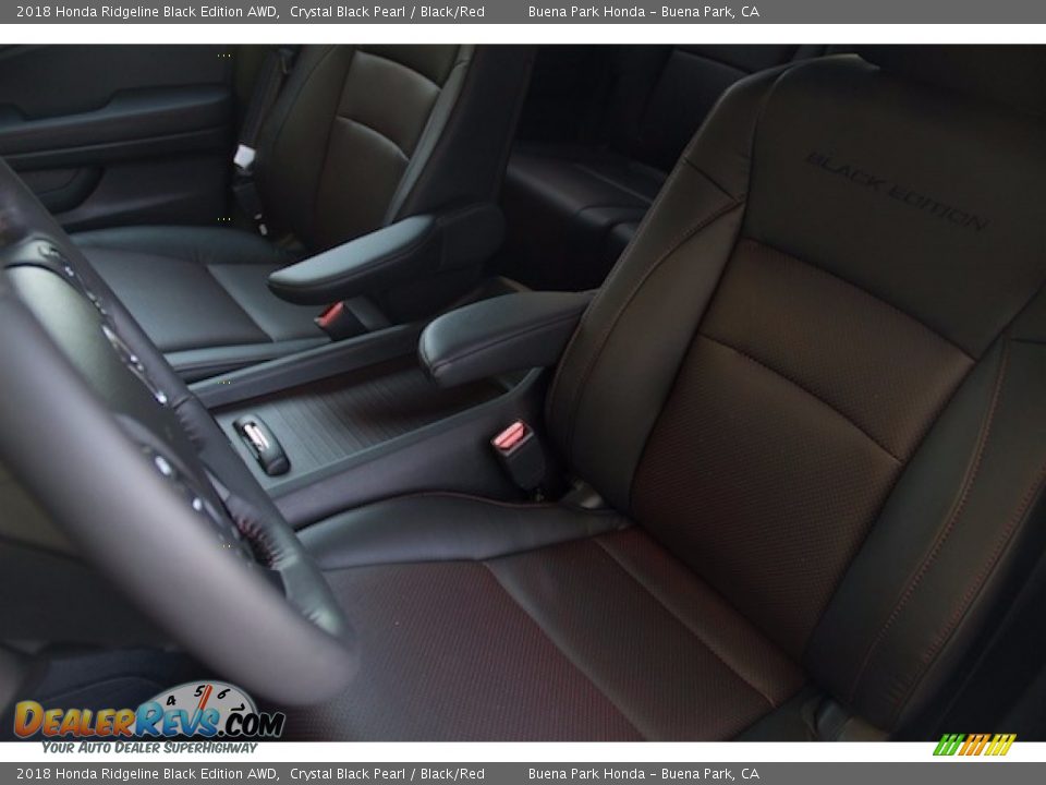 2018 Honda Ridgeline Black Edition AWD Crystal Black Pearl / Black/Red Photo #12