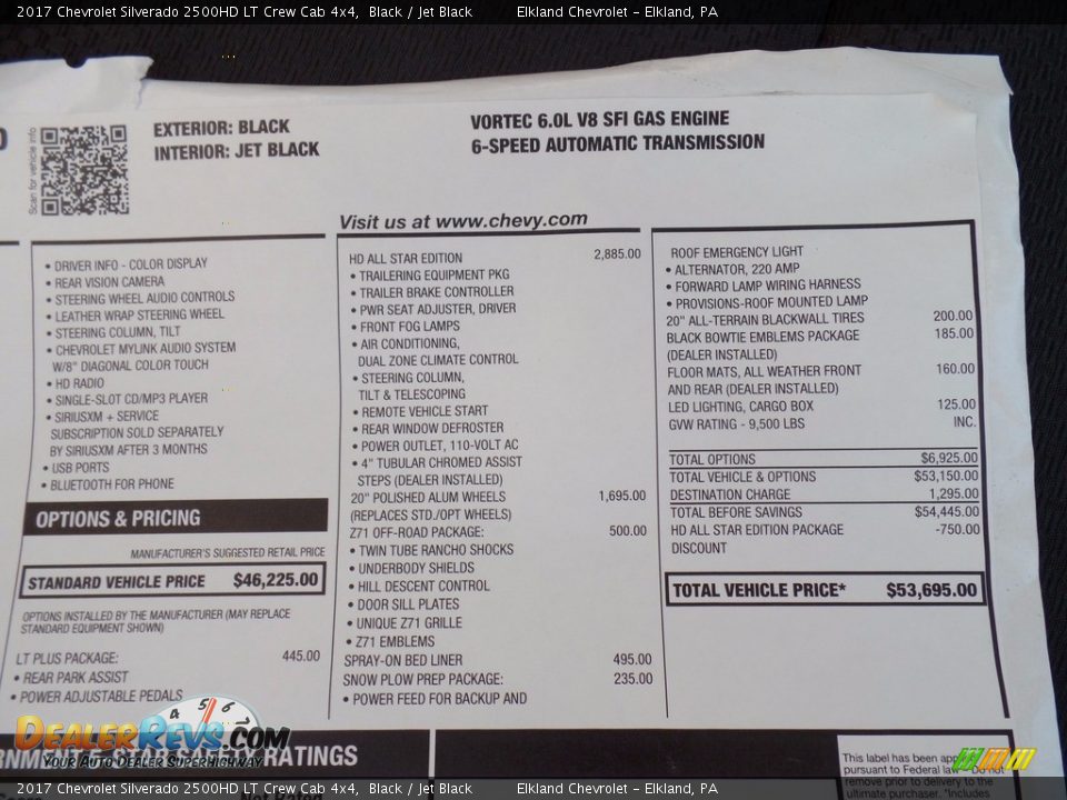 2017 Chevrolet Silverado 2500HD LT Crew Cab 4x4 Black / Jet Black Photo #14