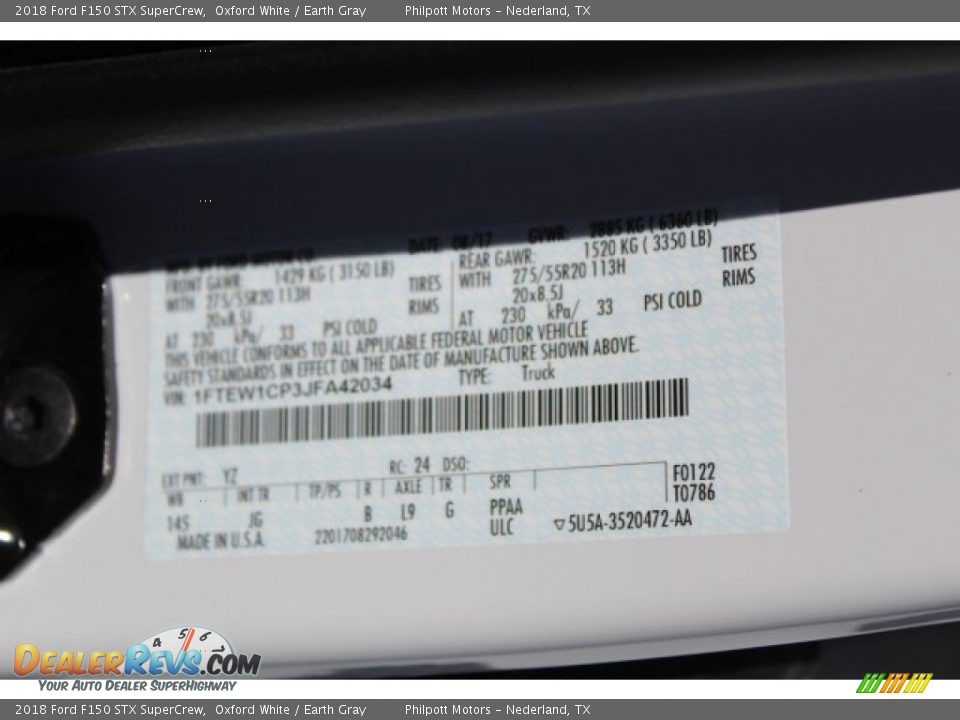 2018 Ford F150 STX SuperCrew Oxford White / Earth Gray Photo #24