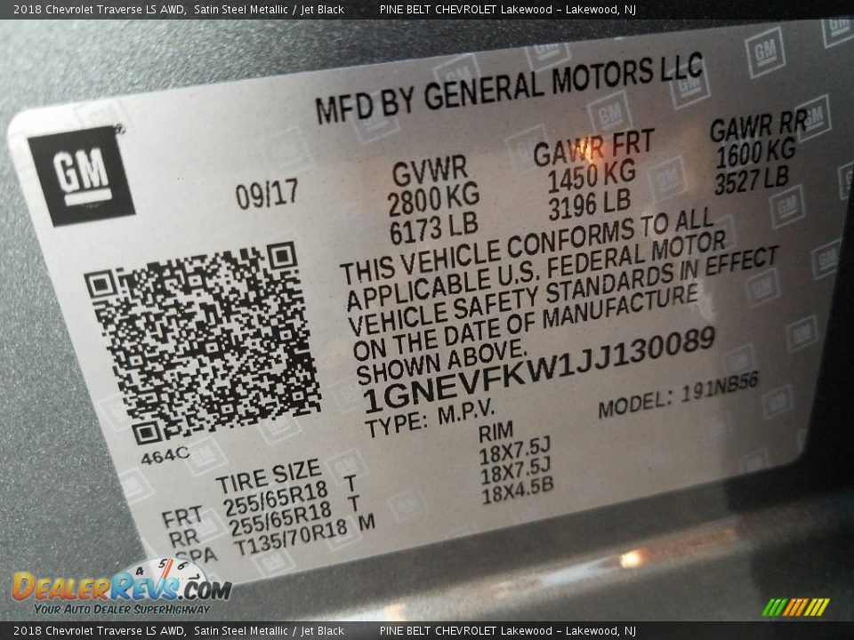 2018 Chevrolet Traverse LS AWD Satin Steel Metallic / Jet Black Photo #9