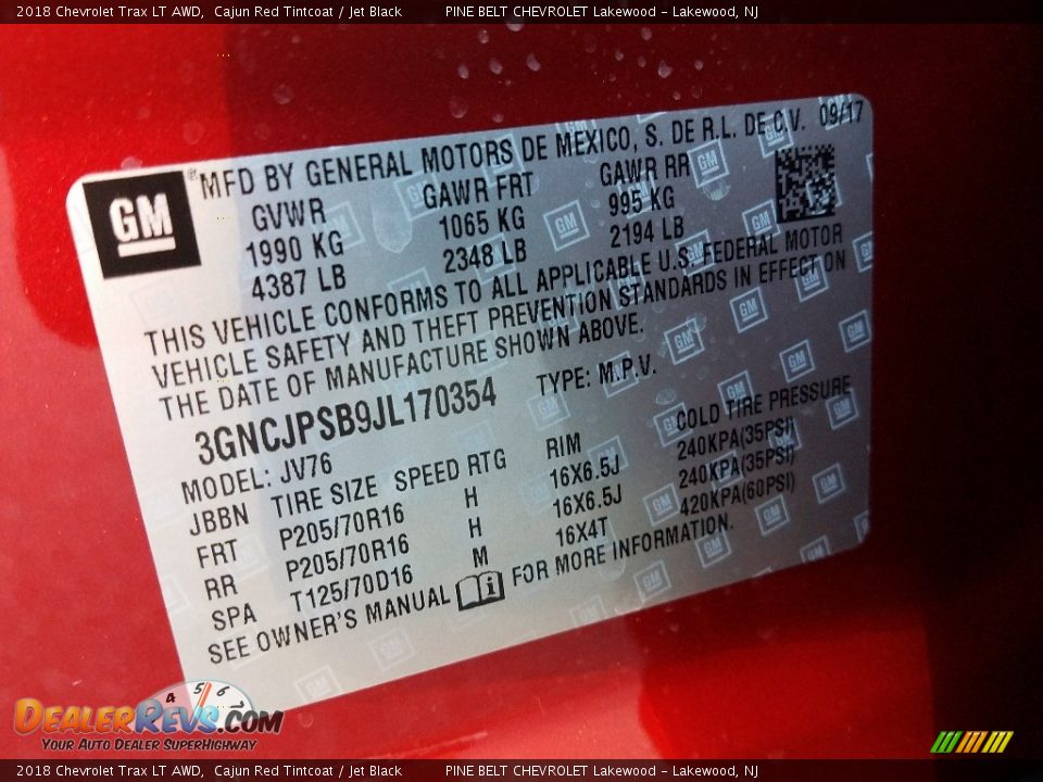 2018 Chevrolet Trax LT AWD Cajun Red Tintcoat / Jet Black Photo #9