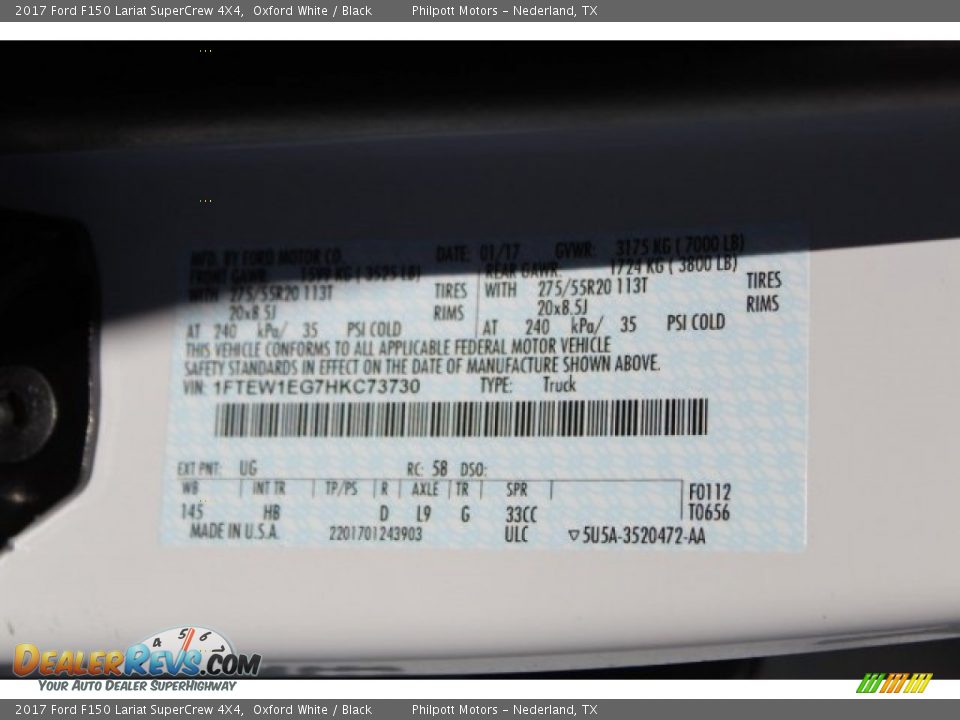 2017 Ford F150 Lariat SuperCrew 4X4 Oxford White / Black Photo #25