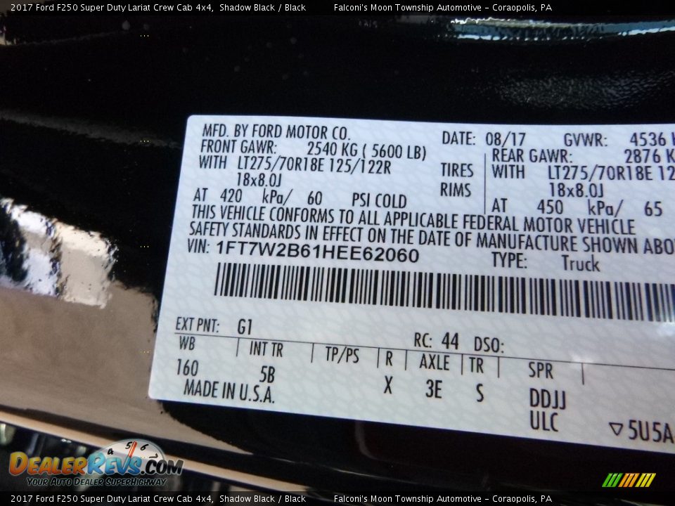 2017 Ford F250 Super Duty Lariat Crew Cab 4x4 Shadow Black / Black Photo #12