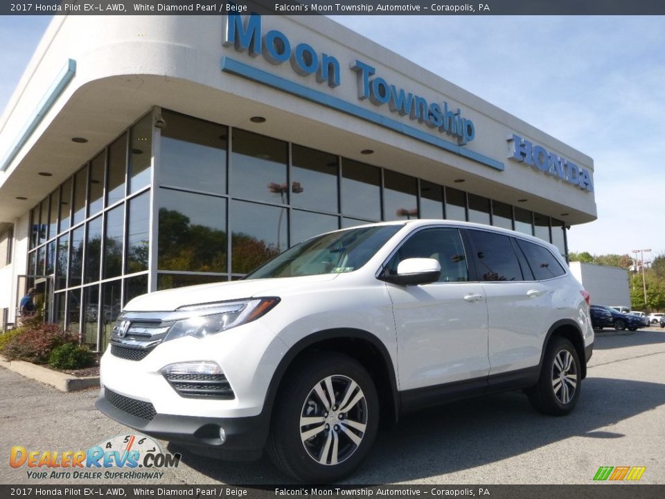 2017 Honda Pilot EX-L AWD White Diamond Pearl / Beige Photo #1